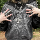 Y2K Pullover Suit Gothic Oversized Hoodie Female Street Hip Hop Harajuku Loose Clothing Sweater Couple Suit long Sleeved hoodie