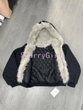 DERMEARNE Winter New Elegant Liner Fur Loose Coat Women Y2k Fur Collar Hood Thick Fashion Parkas Casual Outerwear Cotton Padded Jackets