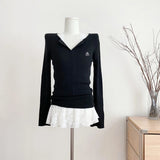 Autumn Winter Women Korean Y2k Two Piece Sets Jumper Sweater Long Sleeve Coquette Knitwears Stylish 2000s Aesthetic Gyaru Chic