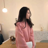 Autumn and Winter New Loose Knitted Pullover Yellow Sweater Women's Round Neck Solid Color Top Winter Clothes Women