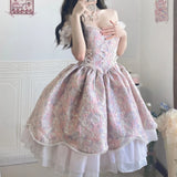 DERMEARNE Victorian Vintage Lolita Dress Sweet Elegant Women Lace Ruffles Pearl Slim Bandage Princess Dresses Female Cute Party Mini Dress