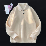 Y2k Streetwear Men American Lazy Wind Polo Neck Sweater Retro Couple Loose Pullovers For Men And Women To Make Old Hole Sweaters