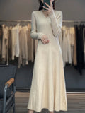 Cashmere Dress Woman's Clothes V-Neck Pullover Long Sweater Autumn Winter 100% Merino Wool Knitted Long Skirt Fashion Korean