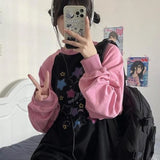 Y2K Star Print Hoodies Women Harajuku Kpop Casual Female Oversized Sweatshirts Fashion Streetwear Loose Pullover Tops E-girl