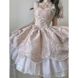 DERMEARNE Victorian Vintage Lolita Dress Sweet Elegant Women Lace Ruffles Pearl Slim Bandage Princess Dresses Female Cute Party Mini Dress