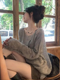 Sueter Mujer Fashion Pullovers Women's Clothing Hollow Out Casual Knitting Thin Sweater Y2k Tops Sexy Korean See Through Jumper