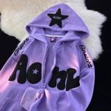 Y2K Vintage Embroidered Hoodies Women Harajuku Hooded Zipper Sweatshirts Hip Hop Patchwork Long Sleeve Jacket Coats Streetwear