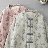 DERMEARNE New Chinese Style Retro Buttoned Cotton Clothing For Women In Winter 2025 Artistic Printing Loose Quilted Jacket Warmth Top A343