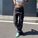 DERMEARNE Women Wide Leg Baggy Jeans Lady Vintage Y2K Punk Low Rise Waist Loose Denim Pants Streetwear Fashion Trashy Long Skater Trousers