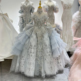 DERMEARNE Jill Wish Luxury Coral Girl Dress Beaded Crystal Kids Princess Birthday Wedding Party Children Holiday Communion Gown 2025