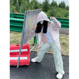 Y2K Striped Knitted Cardigan Women Oversized Hooded Sweater Coat Streetwear Korean Zipper Knitwear Harajuku Sweet Casual Jumper