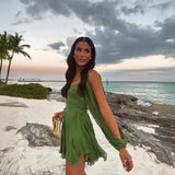 DERMEARNE Ladies Sexy Summer Dress Women Backless Lace Up Beach Vacation Dress Female Robes Floral Dress Robes Du Soir Платье Летнее