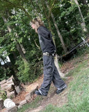 Y2K Pullover Suit Gothic Oversized Hoodie Female Street Hip Hop Harajuku Loose Clothing Sweater Couple Suit long Sleeved hoodie