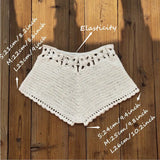 DERMEARNE Summer Women's Crochet Cutout Swim Shorts Bathing Suit Bottoms Beach Style Drawstring Beach Board Shorts Swim Trunks
