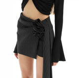 Spring Summer New Striped SKirt Fashion Gentle Sexy High Waist Floral Bag Hip Skirts Temperament Chic Women Clothes
