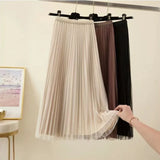 2024 Fall Winter Women Oversized Two-piece Set Long Coat Suit and Mesh Skirt Female Elegant Solid Blazer Dress Suits with Belt