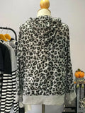 Grunge Leopard Print Zipper Hoodies Women American Retro Y2k Harajuku Streetwear Hip Hop Hooded Sweatshirt Autumn 2024