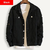 DERMEARNE Plus Size Loose Ripped Black Denim Jacket Women 4XL 5XL Spring Streetwear Pink Red Basic Lover'S Jeans Coat Casual Outwear