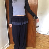 Y2k Vintage Skirt Pants Women Japanese Harajuku Casual Cute Plaid Patchwork Baggy Trousers Winter Street New Pantalones