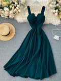 DERMEARNE Summer Robe 2025 Dress Women V Neck Long Party Evening Dresses Sexy Tank Backless Spaghetti Strap Maxi Female Holiday Vestidos