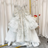 DERMEARNE Jill Wish Luxury Coral Girl Dress Beaded Crystal Kids Princess Birthday Wedding Party Children Holiday Communion Gown 2025