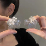 Fashion Korean Large Flower Pearl Earrings for Women New Design Stud Earrings for Women Jewelry Accessories Party Gift
