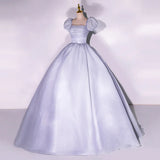 DERMEARNE Customized New Shiny Ball Gown Women Evening Dresses Puff Sleeves Prom Birthday Party Gowns Formal Occasion Vestido De Fiesta