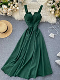 DERMEARNE Summer Robe 2025 Dress Women V Neck Long Party Evening Dresses Sexy Tank Backless Spaghetti Strap Maxi Female Holiday Vestidos