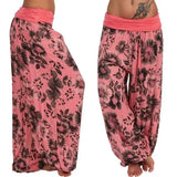 DERMEARNE Women Boho Loose Pants Paisley Print High Waist Ankle Tied Harem Pants Baggy Long Bloomers Trousers Female Trousers Pantalones