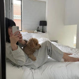 Striped Sleepwear Women Pajama Sets Korean Piiama Autumn Pants Sets for Women 2 Pieces Button Night Wears Long Sleeve Home Suit