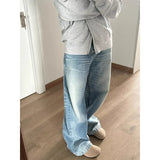 Vintage Straight Blue Jeans Woman Baggy High Waist Basic Denim Pants Korean Fashion Y2k Streetwear Wide Leg Trousers 2024