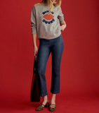 DERMEARNE Spring New Women's Grey Sweatshirt Letters Lip Pattern Printed Long Sleeve Female Pullover Tops Versatile