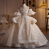DERMEARNE Girls High-end Dress Fluffy Yarn Light Luxury Niche Party Princess Dress Children Host Piano Performance Dress Dance