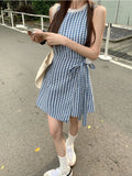 2024 New Elegant Sleeveless Y2k Mini Dress Women 2000s Casual Outwear Short Party Dress Vintage One Piece Dress Korean Fashion