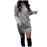 Women'S Autumn And Winter Round Neck Long Sleeve Solid Color Sweater Dress Vestidos En Oferta LiquidacióN EnvíO Gratis Ropa Para