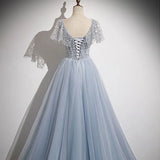 DERMEARNE Gray-blue Evening Dress 2025 New Advanced Piano Performance French High-end Dress Elegant Party Dresses For Women