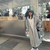 Casual Grey Oversize Zip up Hoodies Women Autumn Winter Fleece Thicken Loose Long Sleeve Hooded Sweatshirt Long Cardigan Coats