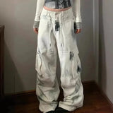 Jeans Y2K Hip-hop Cargo Jorts High Street Casual Vintage Button Baggy Denim Pants Spring Summer Fashion Wide Leg Women Clothing