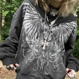 Y2K Pullover Suit Gothic Oversized Hoodie Female Street Hip Hop Harajuku Loose Clothing Sweater Couple Suit long Sleeved hoodie