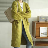 Women Autumn Thicken Knit Long Cardigan Coat With Pockets Lantern Sleeve Warm Loose Wome Causal Sweater Jacket Winter