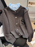 Fashion Sweater Cardigan Autumn New Korean Loose Embroidered Pocket Stitching Knitted Shirt Ruffled Fake 2-Piece Knit Coat Women