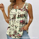 DERMEARNE Loose Casual Digital Print Women's Tank Top Sleeveless T-shirt Summer Fashion Female Clothing plus Size Vest/Tube Top