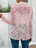 2024 New Lace Shirt Spring Summer Womens Versatile Solid Color Jacket Coats Long Sleeve Simple Hollow Design Fashion Versatile