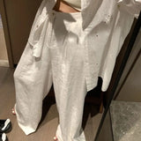 Oversized Casual Linen Pants Woman Korean Style Baggy Wide Leg Basic Trouser Harajuku High Waist Summer Vintage Fashion