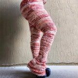 Knitted Sweater Leggings 2024 Women Winter Stacked Fur Pants High Waist Fashion Trousers Skinny Casual Sexy Club Flare Trouser