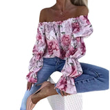 DERMEARNE Women's Spring/Summer Commuter Shirt Flip Collar Long Sleeve Fashion Printed Shirt Leisure Holiday Party Women's Shirt