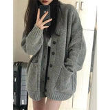 Cardigan Knitted Gray Sweater Jacket Spring and Autumn  New Women's Clothing French Casual High-end Women's Top