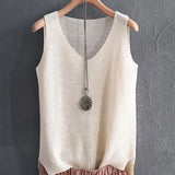 DERMEARNE Blusas Mujer De Moda 2025 Blouse Women Summer Sleeveless Knitted Blouse Shirt Women Clothes V-neck Blouse Women Tops Shirts C855
