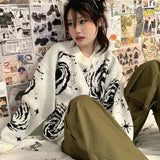 Y2K Women Sweater Vintage Ripped Harajuku Korean Fashion Knitted Pullovers Oversize Cotton Knitwear Jumper Hip Hop
