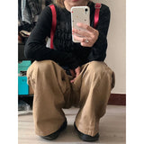 Y2K Oversized Cargo Jeans Women Vintage 2000S Wide Leg Denim Pants Japanese Harajuku High Waist Baggy Casual Straight Trousers